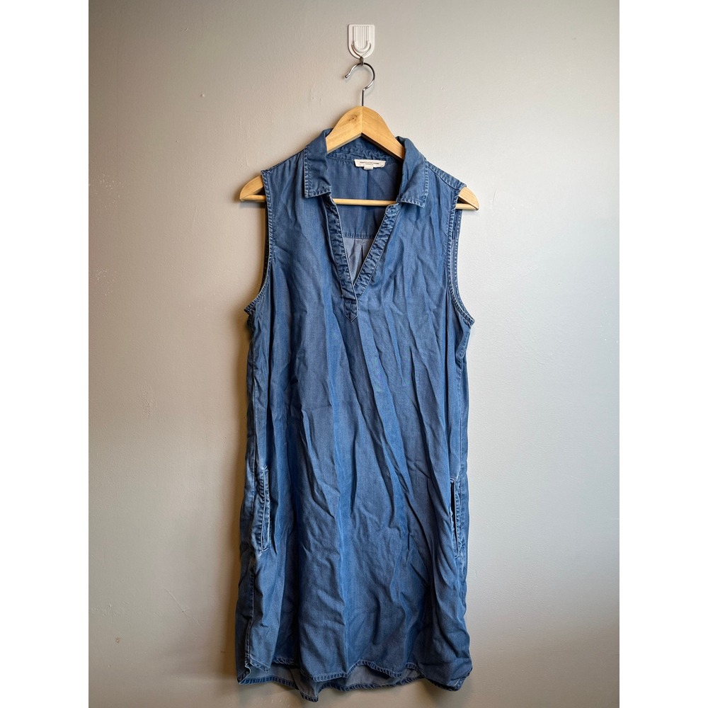 Beachlunchlounge Chambray Shift Dress Blue Lyocell L Modern Minimalist Boho Chic